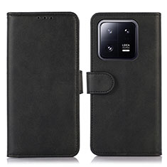 Leather Case Stands Flip Cover Holder N08P for Xiaomi Mi 13 5G Black