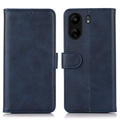 Leather Case Stands Flip Cover Holder N08P for Xiaomi Poco C65 Blue