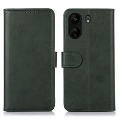 Leather Case Stands Flip Cover Holder N08P for Xiaomi Redmi 13C Green