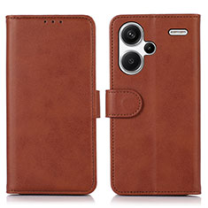 Leather Case Stands Flip Cover Holder N08P for Xiaomi Redmi Note 13 Pro+ Plus 5G Brown