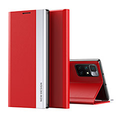 Leather Case Stands Flip Cover Holder Q01H for Xiaomi Redmi 10 4G Red