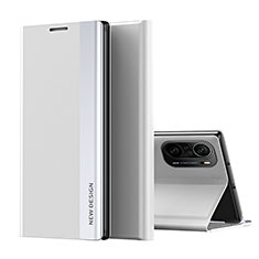 Leather Case Stands Flip Cover Holder Q01H for Xiaomi Redmi K40 Pro+ Plus 5G Silver