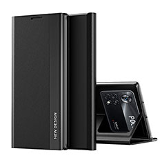 Leather Case Stands Flip Cover Holder Q01H for Xiaomi Redmi Note 11E Pro 5G Black