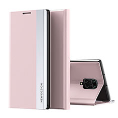 Leather Case Stands Flip Cover Holder Q01H for Xiaomi Redmi Note 9 Pro Rose Gold
