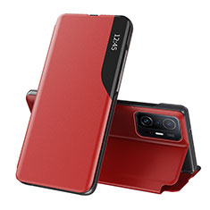 Leather Case Stands Flip Cover Holder Q02H for Xiaomi Mi 11T Pro 5G Red