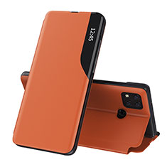 Leather Case Stands Flip Cover Holder Q02H for Xiaomi POCO C3 Orange