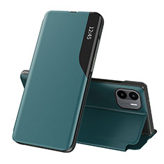 Leather Case Stands Flip Cover Holder Q02H for Xiaomi Poco C50 Green