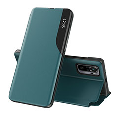 Leather Case Stands Flip Cover Holder Q02H for Xiaomi Poco M5S Green