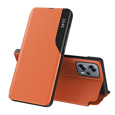 Leather Case Stands Flip Cover Holder Q02H for Xiaomi Poco X4 GT 5G Orange