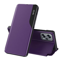 Leather Case Stands Flip Cover Holder Q02H for Xiaomi Poco X4 GT 5G Purple