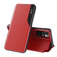 Leather Case Stands Flip Cover Holder Q02H for Xiaomi Redmi 10 4G Red