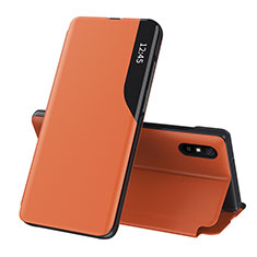 Leather Case Stands Flip Cover Holder Q02H for Xiaomi Redmi 9A Orange