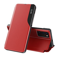 Leather Case Stands Flip Cover Holder Q02H for Xiaomi Redmi Note 10S 4G Red