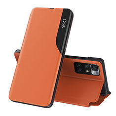 Leather Case Stands Flip Cover Holder Q02H for Xiaomi Redmi Note 11 4G (2021) Orange