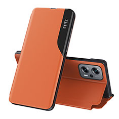 Leather Case Stands Flip Cover Holder Q02H for Xiaomi Redmi Note 11T Pro+ Plus 5G Orange