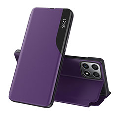 Leather Case Stands Flip Cover Holder QH1 for Huawei Honor 70 Lite 5G Purple