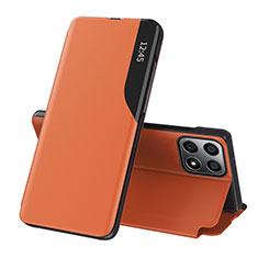 Leather Case Stands Flip Cover Holder QH1 for Huawei Honor X6 Orange