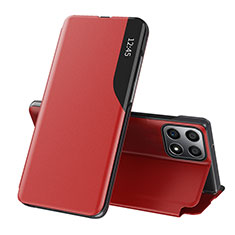 Leather Case Stands Flip Cover Holder QH1 for Huawei Honor X8b Red