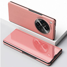 Leather Case Stands Flip Cover Holder QH1 for Oppo Find N3 5G Rose Gold