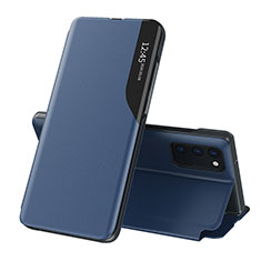 Leather Case Stands Flip Cover Holder QH1 for Samsung Galaxy A02s Blue