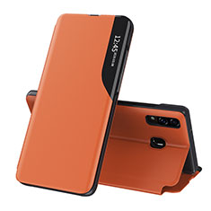 Leather Case Stands Flip Cover Holder QH1 for Samsung Galaxy A20 Orange