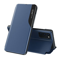 Leather Case Stands Flip Cover Holder QH1 for Samsung Galaxy A82 5G Blue