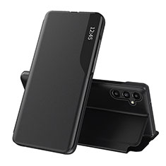 Leather Case Stands Flip Cover Holder QH1 for Samsung Galaxy Jump3 5G Black