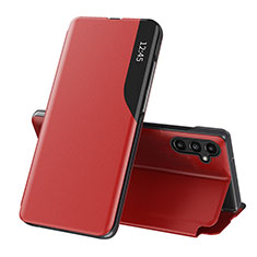 Leather Case Stands Flip Cover Holder QH1 for Samsung Galaxy Jump3 5G Red