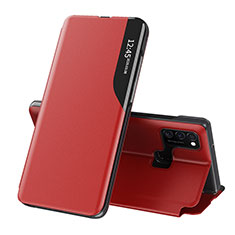Leather Case Stands Flip Cover Holder QH1 for Samsung Galaxy M21 Red