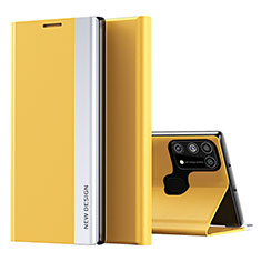 Leather Case Stands Flip Cover Holder QH1 for Samsung Galaxy M31 Yellow