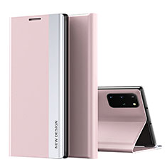 Leather Case Stands Flip Cover Holder QH1 for Samsung Galaxy S20 Plus Pink