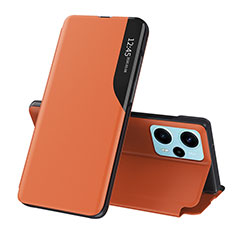 Leather Case Stands Flip Cover Holder QH1 for Xiaomi Redmi Note 12 Turbo 5G Orange