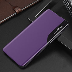 Leather Case Stands Flip Cover Holder QH2 for Samsung Galaxy A20 Purple