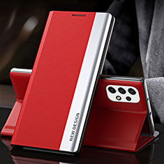 Leather Case Stands Flip Cover Holder QH2 for Samsung Galaxy A33 5G Red