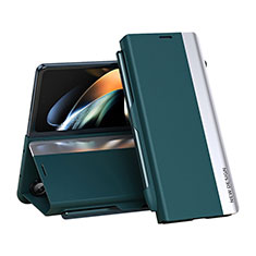 Leather Case Stands Flip Cover Holder QH2 for Samsung Galaxy Z Fold5 5G Green