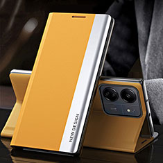 Leather Case Stands Flip Cover Holder QH2 for Xiaomi Redmi 13C Yellow