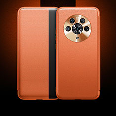 Leather Case Stands Flip Cover Holder QK1 for Huawei Honor Magic4 5G Orange