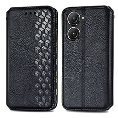Leather Case Stands Flip Cover Holder S01D for Asus Zenfone 9 Black