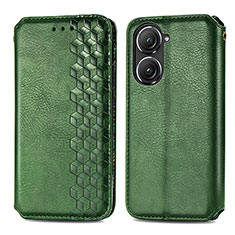 Leather Case Stands Flip Cover Holder S01D for Asus Zenfone 9 Green