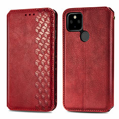 Leather Case Stands Flip Cover Holder S01D for Google Pixel 5a 5G Red