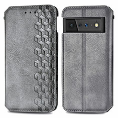 Leather Case Stands Flip Cover Holder S01D for Google Pixel 6 Pro 5G Gray