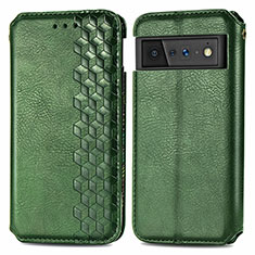 Leather Case Stands Flip Cover Holder S01D for Google Pixel 6 Pro 5G Green