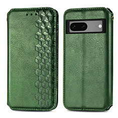 Leather Case Stands Flip Cover Holder S01D for Google Pixel 7 5G Green