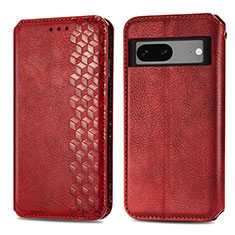 Leather Case Stands Flip Cover Holder S01D for Google Pixel 7 5G Red