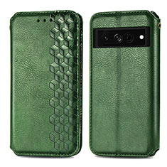 Leather Case Stands Flip Cover Holder S01D for Google Pixel 7 Pro 5G Green