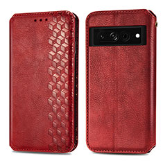 Leather Case Stands Flip Cover Holder S01D for Google Pixel 7 Pro 5G Red