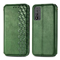 Leather Case Stands Flip Cover Holder S01D for Huawei Honor 10X Lite Green