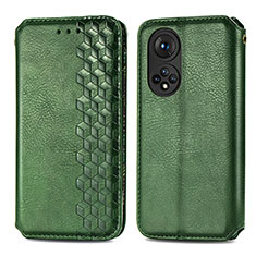 Leather Case Stands Flip Cover Holder S01D for Huawei Honor 50 5G Green