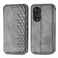 Leather Case Stands Flip Cover Holder S01D for Huawei Honor 50 Pro 5G Gray