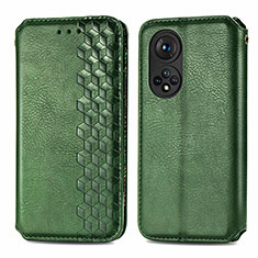 Leather Case Stands Flip Cover Holder S01D for Huawei Honor 50 Pro 5G Green